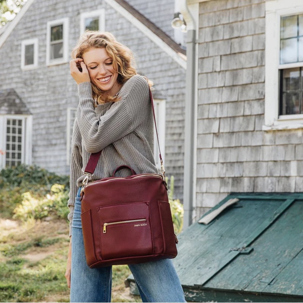 Fawn Design Burgundy Backpack mini diaper bag